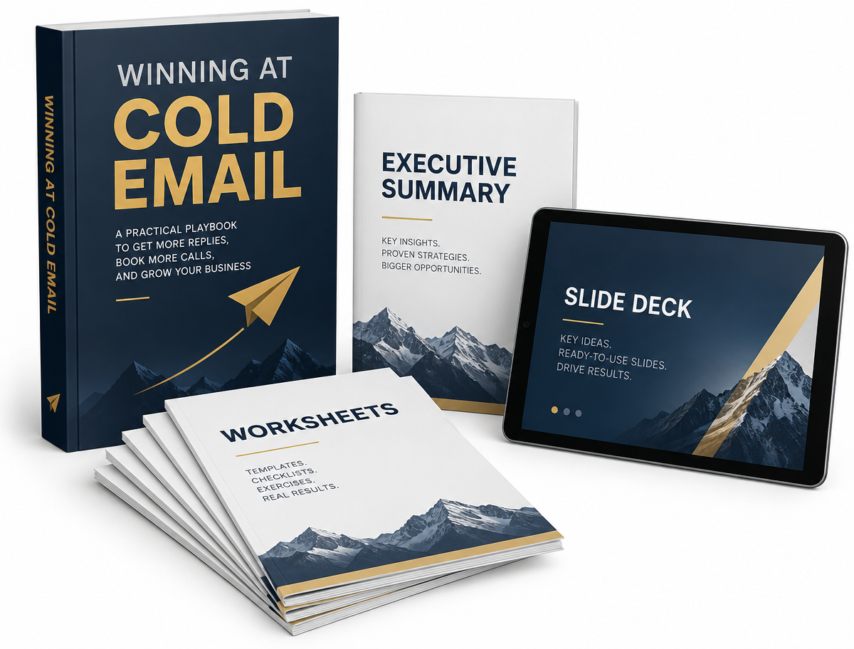 The Winning At Cold Email bundle: How To Guide, Worksheets, Executive Summary and Slide Deck